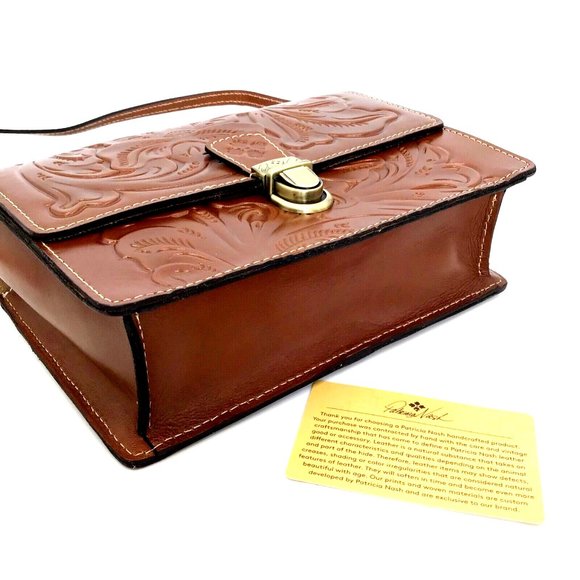 Patricia Nash Locri Tooled Leather Crossbody Florence Brown P89407 NWT $169 - Picture 4 of 6
